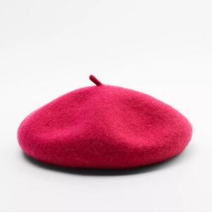 Zara Vibrant Red Beret - 100% Wool
